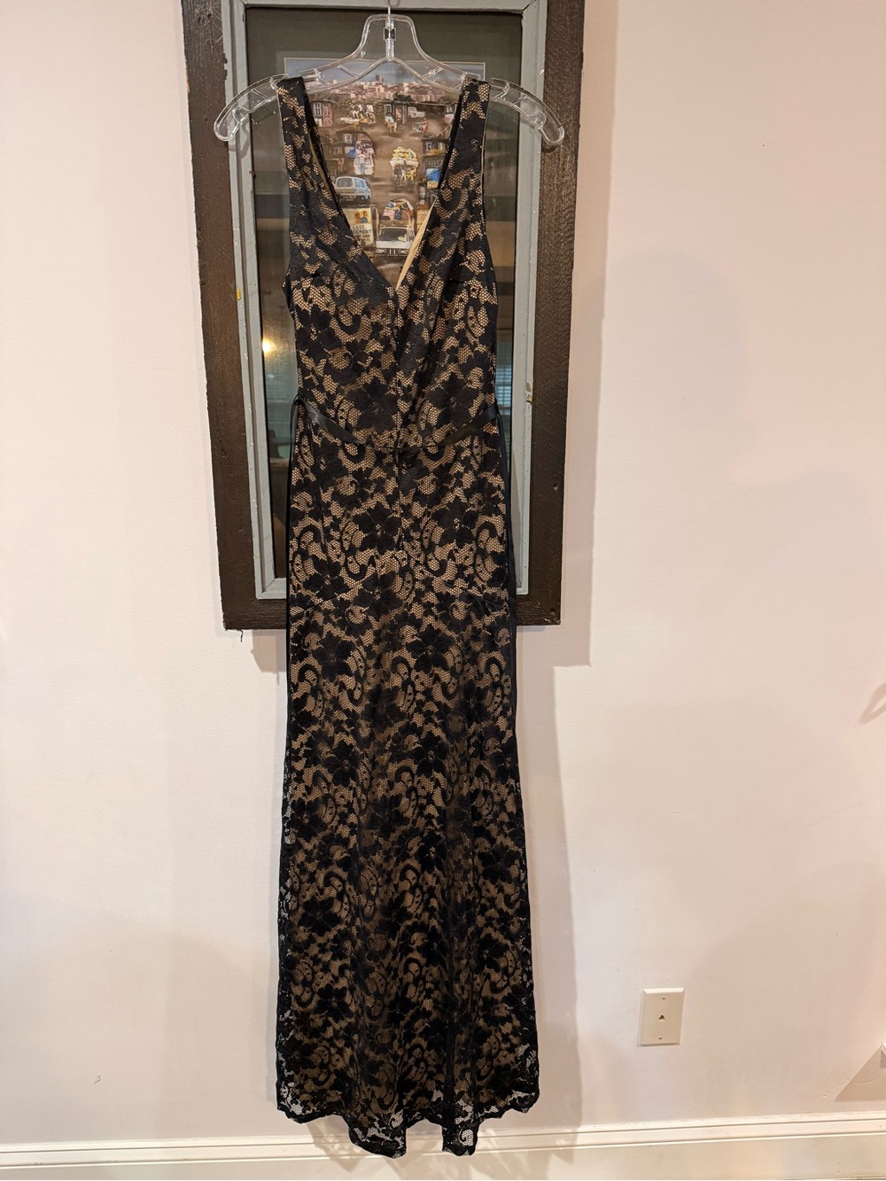 B. Smart Black Lace Dress with Nude Lining
